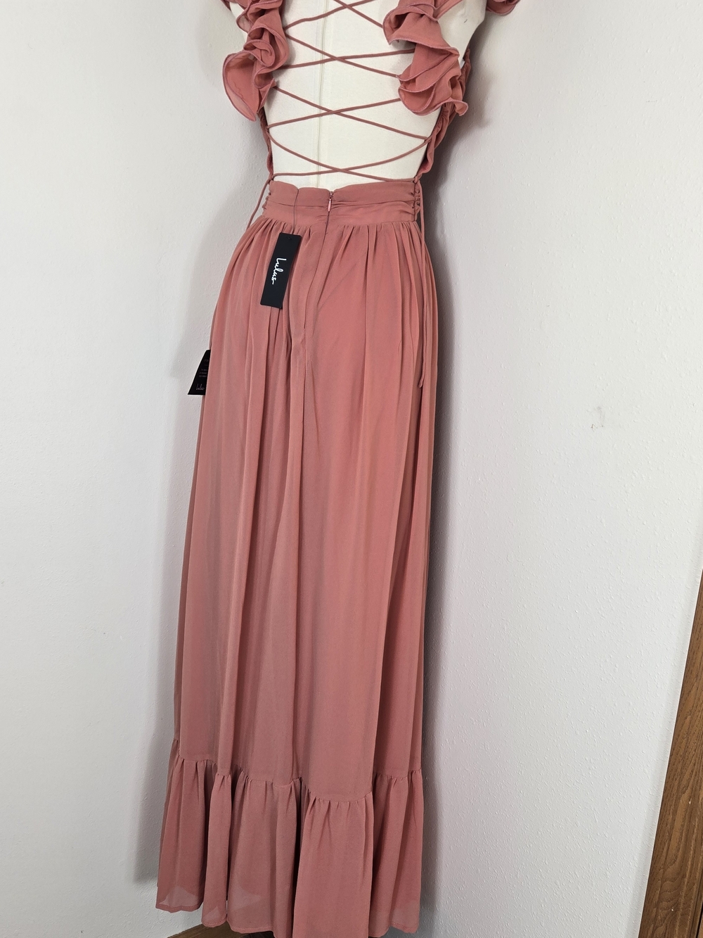 Lulu's Coral Ruffled-Strap Maxi Dress - Picture 3 of 4